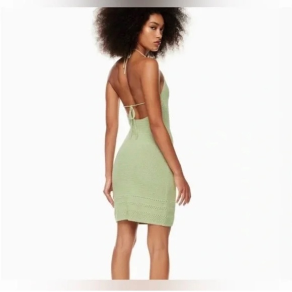 Aritzia • Wilfred Crochet Sunset Coral Halter Tie Back Mini Dress • Size M - Picture 9 of 10